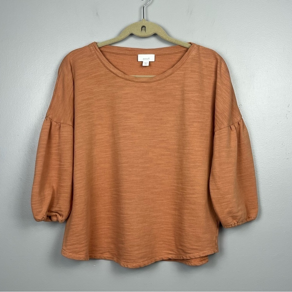 J. Jill purejill 100% cotton French terry burnt orange balloon sleeve top, MP.